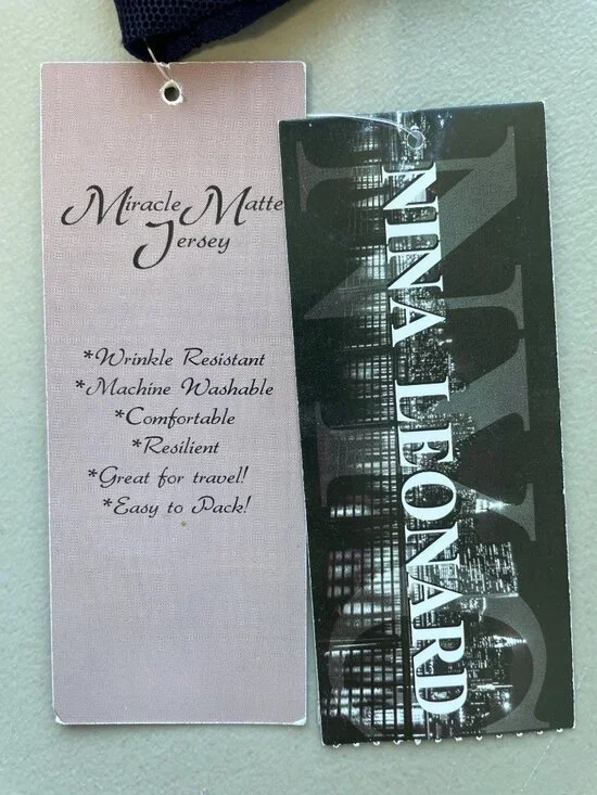 Nina Leonard Illusion Swing Dress Size Medium High Low 3/4 Sleeve Polka Dot NEW - Picture 7 of 11